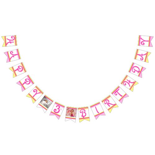 Happy 3rd Birthday girl photo age bunting Bunting Flags