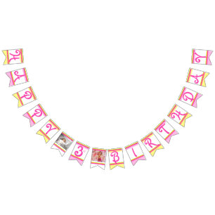 Happy 3rd Birthday girl photo age bunting Flags