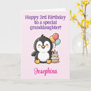 Happy 3rd Birthday Granddaughter, Penguin Card
