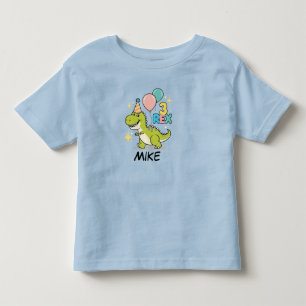 Happy 3rd Birthday Green Dino with Balloons Toddler T-shirt