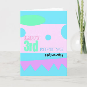 Happy 3rd Birthday Personalizable Greeting Card