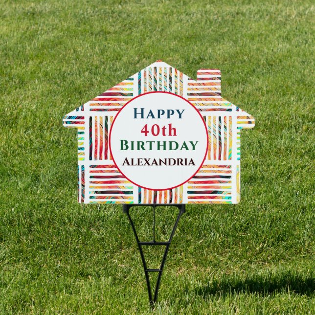 Happy 40 Forty Fortieth Birthday Personalize Sign (Insitu)