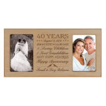 Happy 40th Anniversary Maple Double Photo Frame<br><div class="desc">This stunning personalized double photo frame is the perfect keepsake to commemorate a couple's 40th wedding anniversary. Laser engraved with the happy couple's names and the date they got married, along with a list of how many descendants they have so far, this beautiful frame is suitable to hang on a...</div>