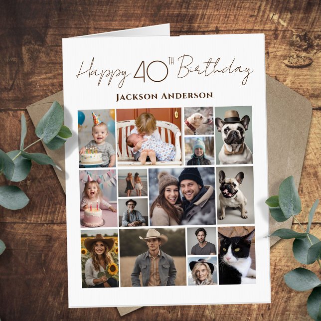 Happy 40th Birthday 15 Multiple Photo  Card (Creator Uploaded)