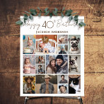 Happy 40th Birthday 15 Multiple Photo  Foam Board<br><div class="desc">Such a fun way to show off some family photos! This puzzle offers a 15 photo collage option. Trendy script font with the saying "Happy Birthday". Easy to use template. Just upload 15 of your favorite photos.</div>