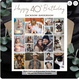 Happy 40th Birthday 15 Multiple Photo  Poster