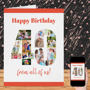Happy 40th Birthday 40 Number Photo Collage Big Cards