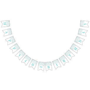 Happy 40th Birthday Banner Blue Silver Confetti