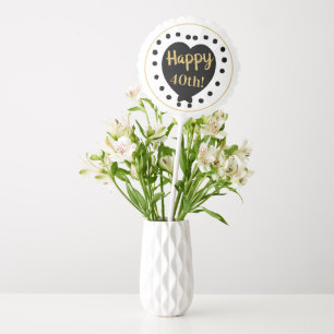 Happy 40th Birthday Black Gold Custom Name Balloon
