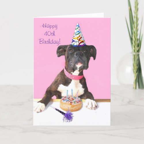 Happy 40th Birthday Boxer Dog Greeting card