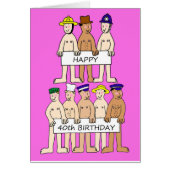 Happy 40th Birthday Cartoon Men with Banners (Front)