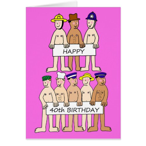 Happy 40th Birthday Cartoon Men with Banners