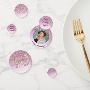 Happy 40th Birthday Chic Falling Rose Gold Glitter Confetti