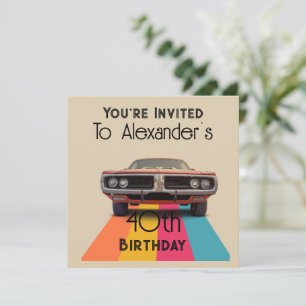 Happy 40th Birthday Customizable Vintage Retro Invitation