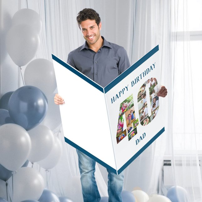 Happy 40th Birthday Dad Big 40 Photo Collage Card (Creator Uploaded)