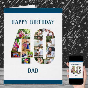 Happy 40th Birthday Dad Number 40 Photo Collage Cards