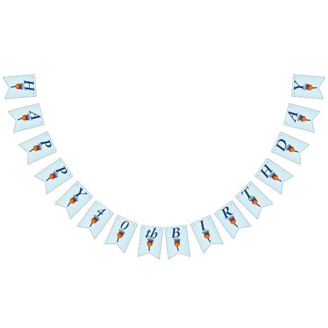 Happy 40th Birthday Elegant Apple Head Lady Blue Bunting Flags (All)