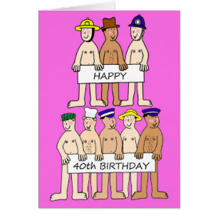 Happy 40th Birthday for Her Cartoon Men Cards