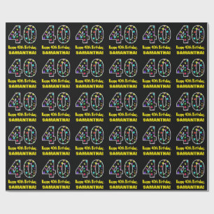 Happy 40th Birthday, Fun Colorful Stars Pattern 40 Wrapping Paper