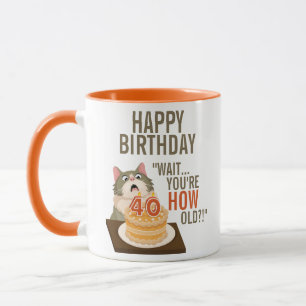 Happy 40th Birthday Funny Cat Humor Retro Joke Mug