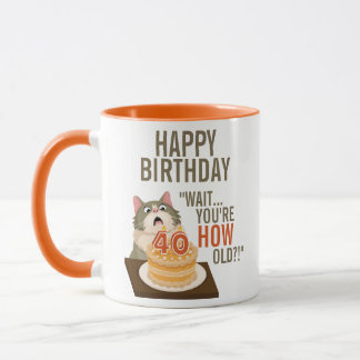 Happy 40th Birthday Funny Cat Humor Retro Joke Mug