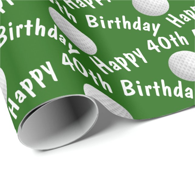 Happy 40th Birthday golf balls Wrapping Paper (Roll Corner)