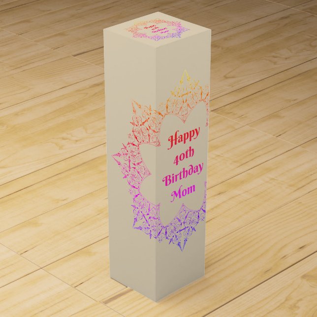 Happy 40th Birthday Mom Wine Box (Front)