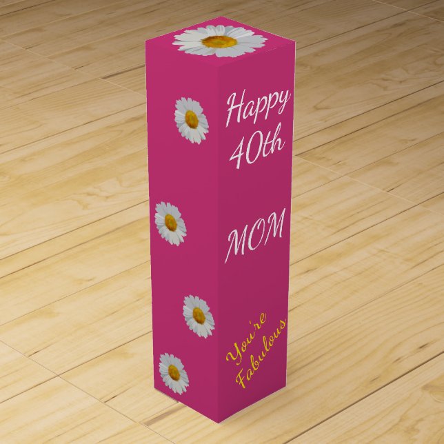 Happy 40th Birthday Mom Wine Gift Box (Front)