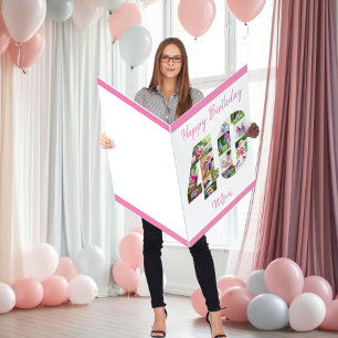 Happy 40th Birthday Number 40 Photo Collage Giant Card