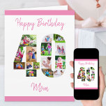 Happy 40th Birthday Number 40 Photo Collage Large Card<br><div class="desc">Say Happy 40th Birthday Mom with a unique birthday card and your own custom photo collage. This birthday card for mom has feminine script typography in pink and simply styling in order to focus on your pictures in the number 40. The template is set up for you to edit Happy...</div>