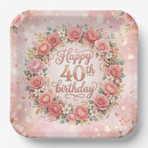 Happy 40th birthday  paper plates