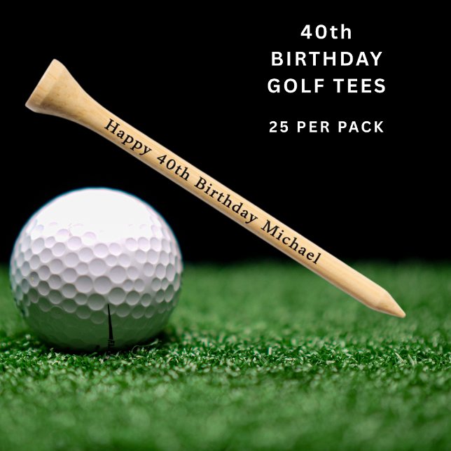 Happy 40th Birthday Personalized Name Custom Golf Tees (Creator Uploaded)