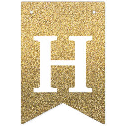 Happy 40th Birthday Photo Gold Glitter Bunting Flags | Zazzle