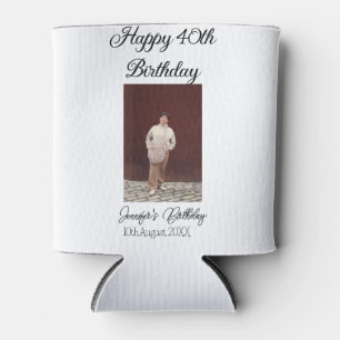 Happy 40th birthday photo modern simple minimal  can cooler