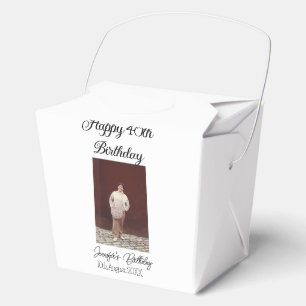 Happy 40th birthday photo modern simple minimal favor boxes