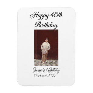 Happy 40th birthday photo modern simple minimal magnet