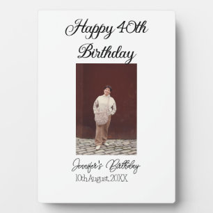 Happy 40th birthday photo modern simple minimal  plaque