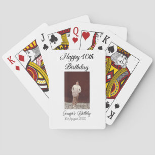 Happy 40th birthday photo modern simple minimal poker cards
