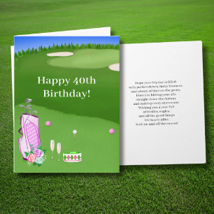 Happy 40th Birthday Pink Golf Bag Card