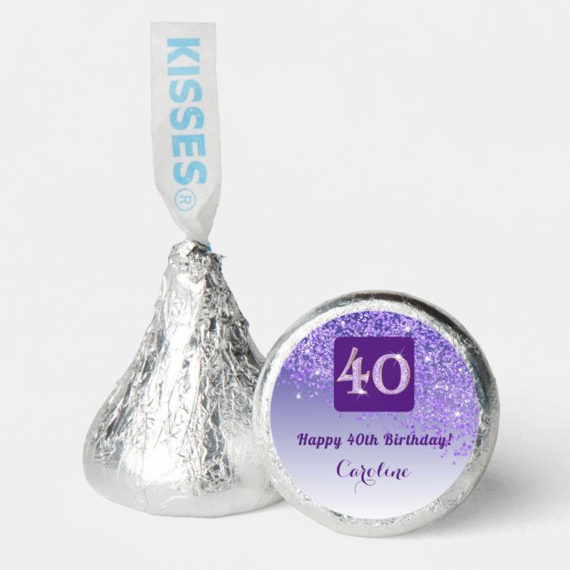 Happy 40th Birthday Purple Glitter Sweet  Hershey®'s Kisses® (Front)