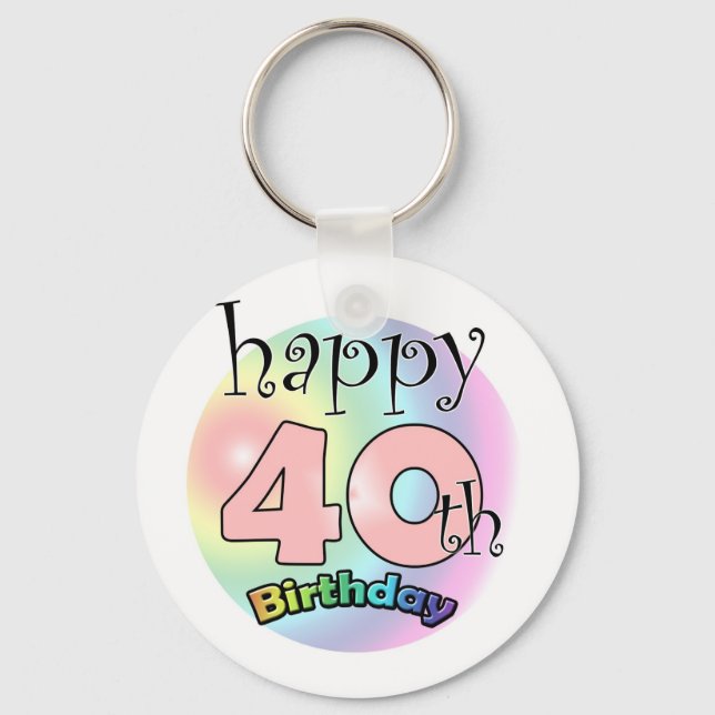 Happy 40th Birthday (roze) Keychain (Front)