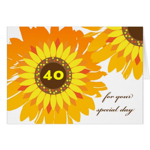 Happy 40th Birthday Sunflowers Design