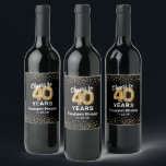 Happy 40th Birthday Wine Label<br><div class="desc">Personalized 40th birthday party wine bottle labels featuring a stylish black background that can be changed to any color,  glamorous gold sparkly glitter,  forty gold hellium balloons,  and a simple text template that is easy to personalize.</div>