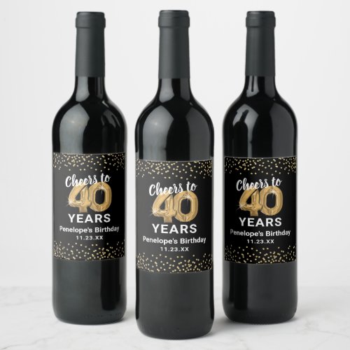 Happy 40th Birthday Wine Label