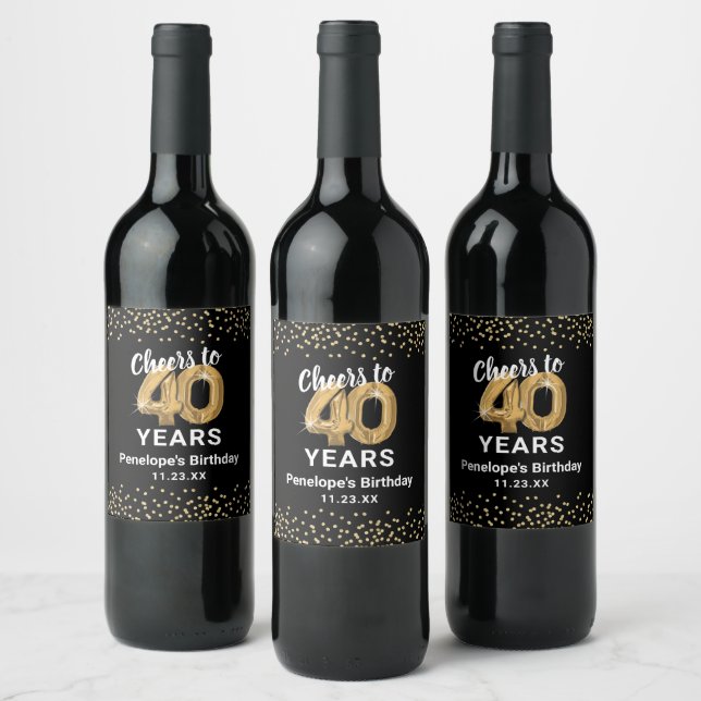 Happy 40th Birthday Wine Label (Bottles)