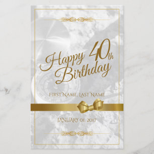 Happy 40th birthday with golden bow