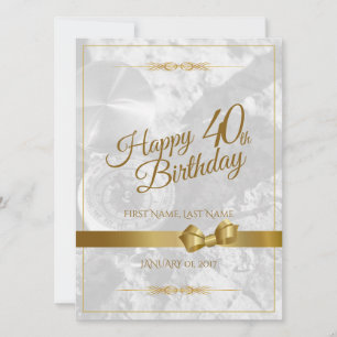 Happy 40th birthday with golden bow