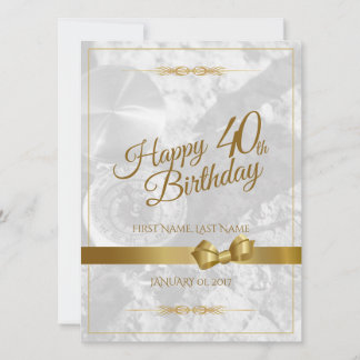 Happy 40th birthday with golden bow