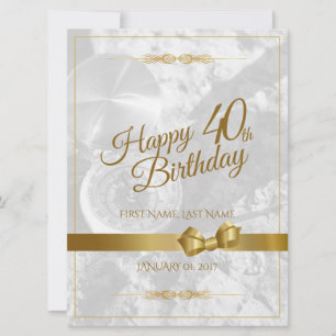Happy 40th birthday with golden bow