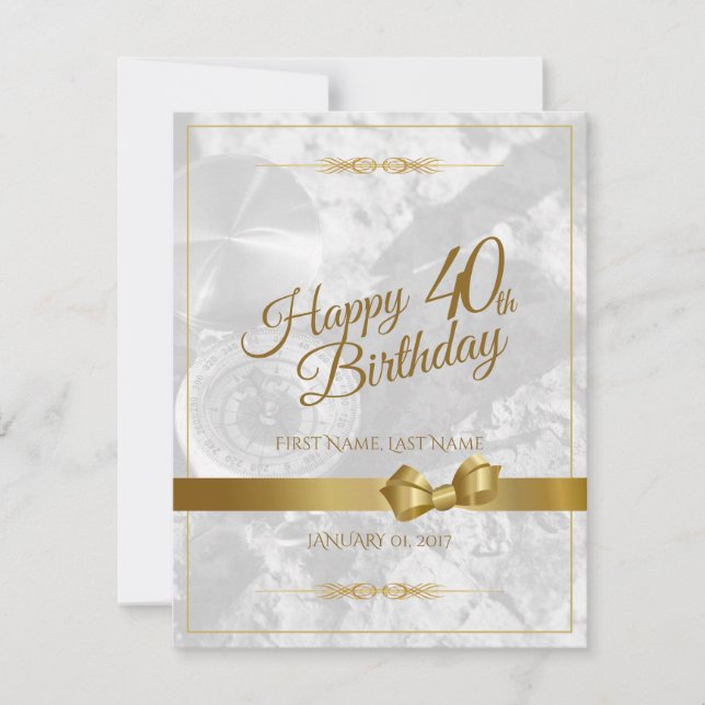 Happy 40th birthday with golden bow (Front)